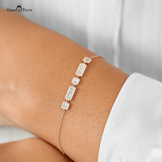 Elegant baguette halo diamond bracelet