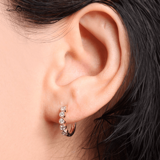 Linear Diamond Set Hoop Earrings