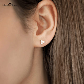 Diamond Clover Stud Earrings