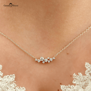 Diamond Cluster Gold Necklace