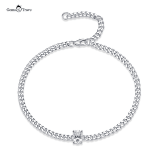 Solitaire Oval Moissanite Chain Bracelet