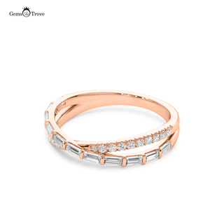 Baguette Round Diamond Crossover Band