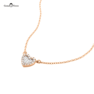 Baguette Diamond halo Heart Pendant