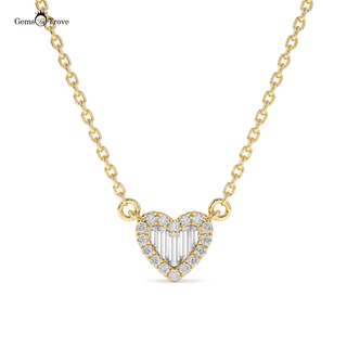 Baguette Diamond halo Heart Pendant