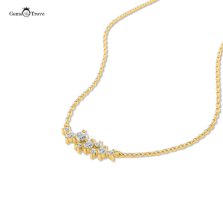 Diamond Cluster Gold Necklace