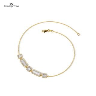 Elegant baguette halo diamond bracelet