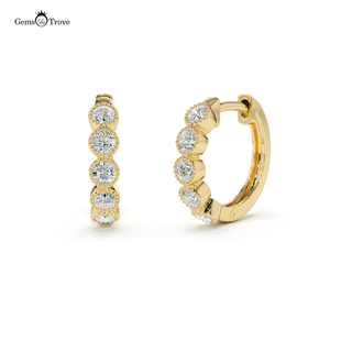 Linear Diamond Set Hoop Earrings