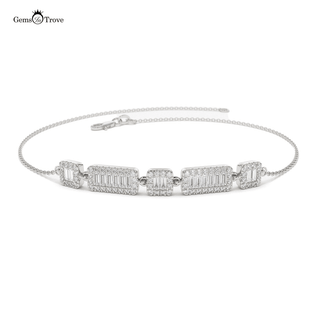 Elegant baguette halo diamond bracelet