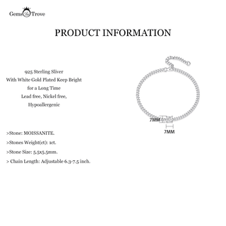 Princess Moissanite Chain Bracelet